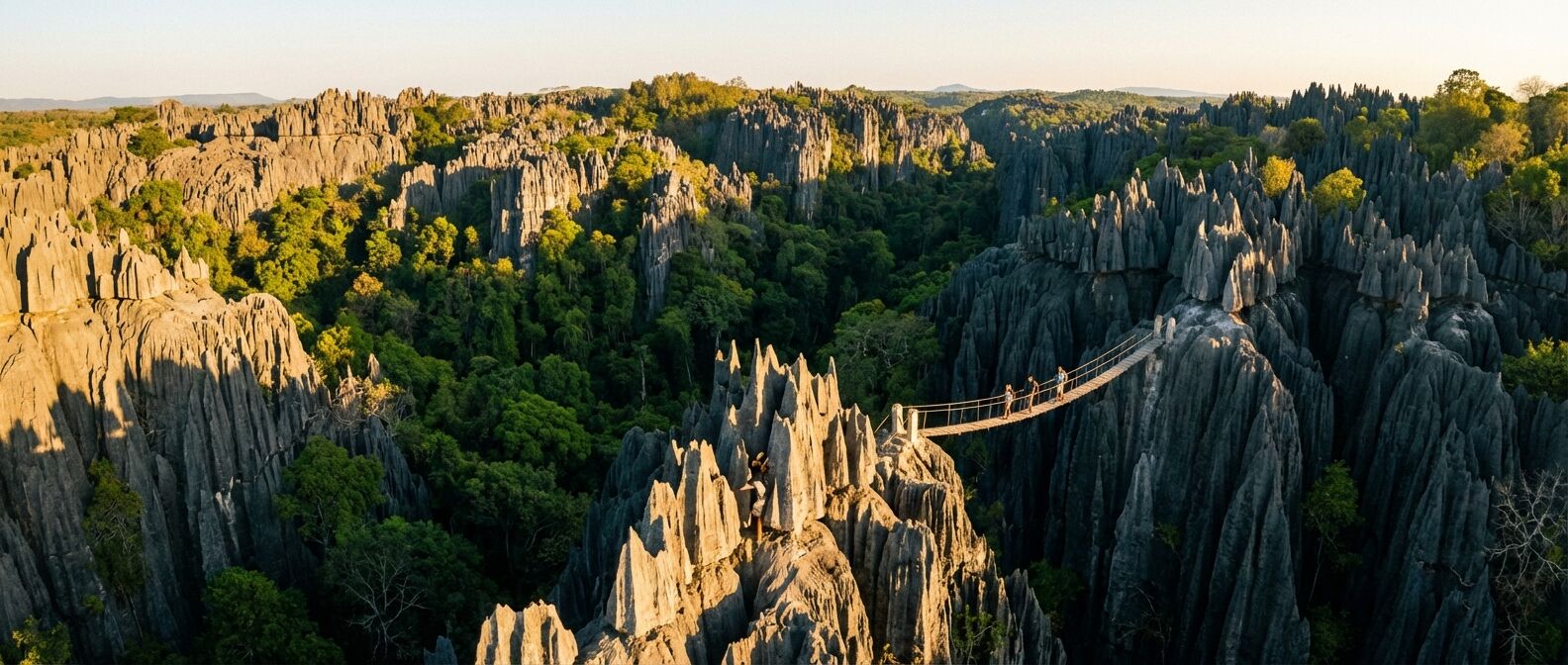 Découvrez les Tsingy de Madagascar, incroyables formations karstiques uniques au monde, et plongez dans un paysage spectaculaire riche en biodiversité et en aventures.